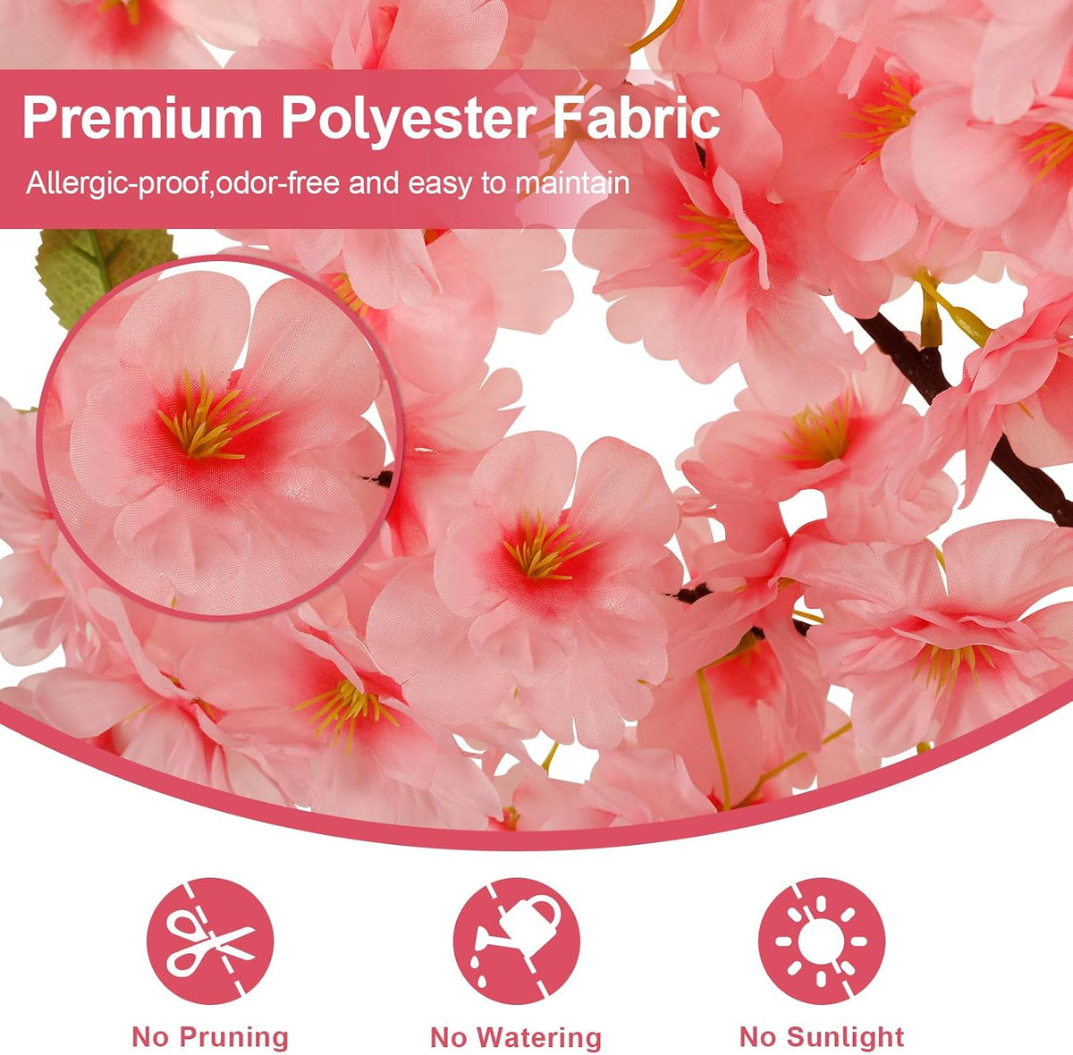 6Ft Cherry Blossom Artificial Tree,Decor Fake Tree Faux Silk Plant with Plastic Nursery Pot,Artificial Plants for Wedding Decor Home Office（Champagne）