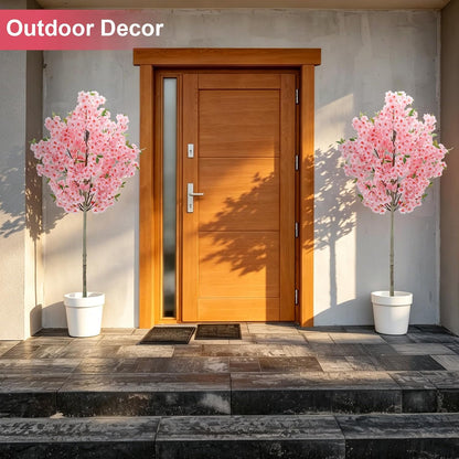 6Ft Cherry Blossom Artificial Tree,Decor Fake Tree Faux Silk Plant with Plastic Nursery Pot,Artificial Plants for Wedding Decor Home Office（Champagne）